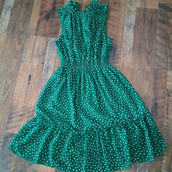 Kate And Lily Green and White Polka Dot Sleeveless Dress Size 10 - Picture 1 of 8
